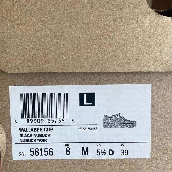 Clarks Originals Wallabee Cup - Black Nubuck - Size W8 - Picture 6 of 12